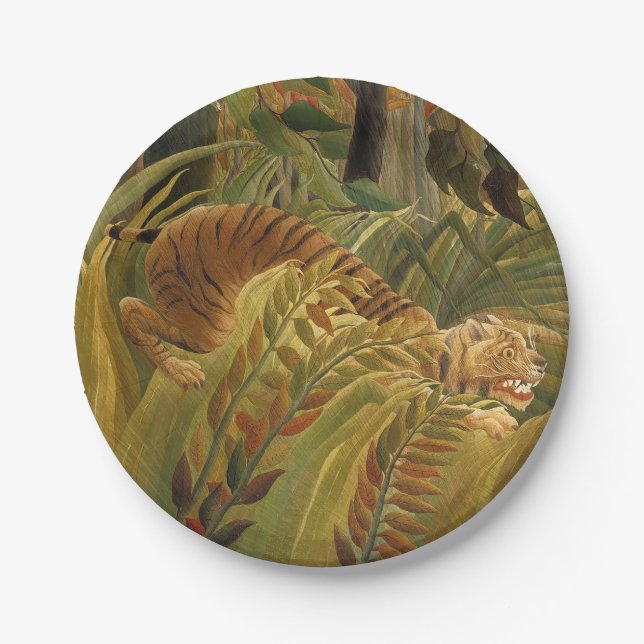 Assiettes En Carton Rousseau Jungle Tropical Tiger Art (Devant)