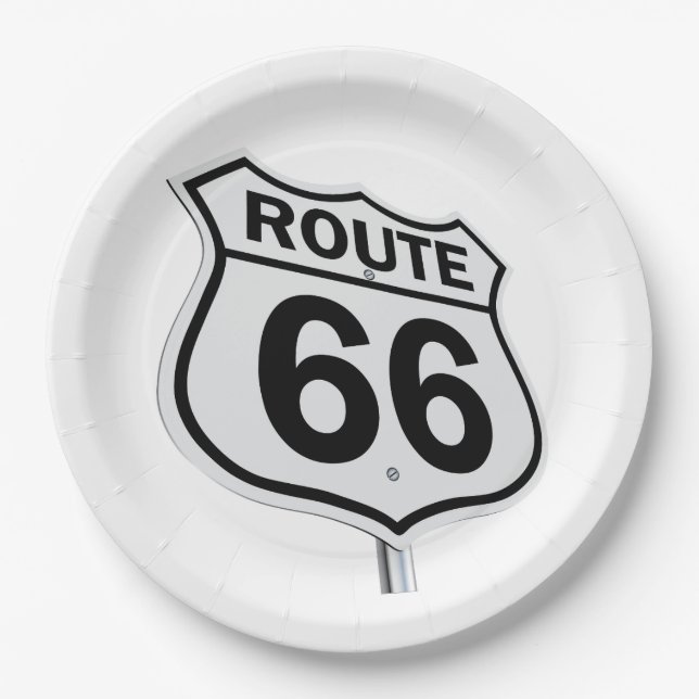 Assiettes En Carton Route 66 9 pouces (Devant)