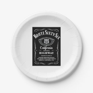 Assiettes En Carton Route 66 Étiquette noir