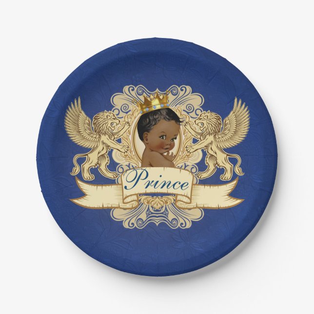 Assiettes En Carton Royal African Prince Elegant Blue & Gold (Devant)