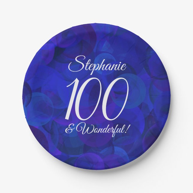 Assiettes En Carton Royal Blue 100 et merveilleuse fête d'anniversaire (Devant)
