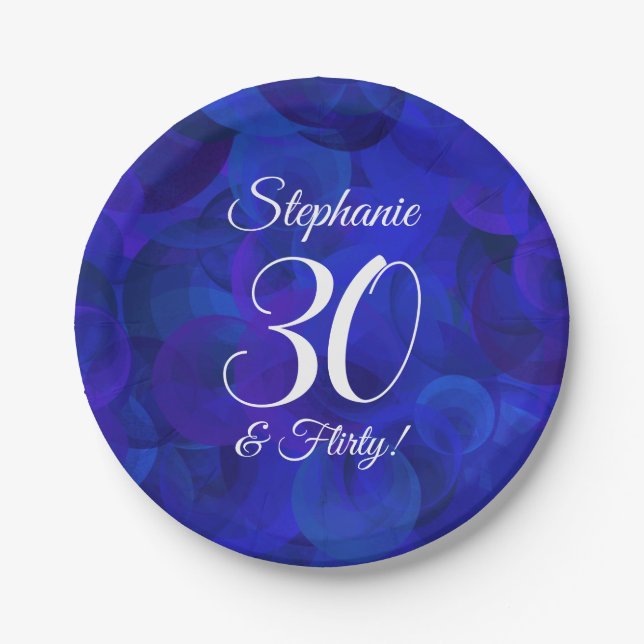 Assiettes En Carton Royal Blue 30 et Flirty Birthday Party (Devant)