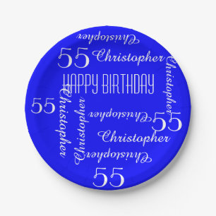 Assiettes En Carton Royal Blue 55th Birthday Party Répéter les noms
