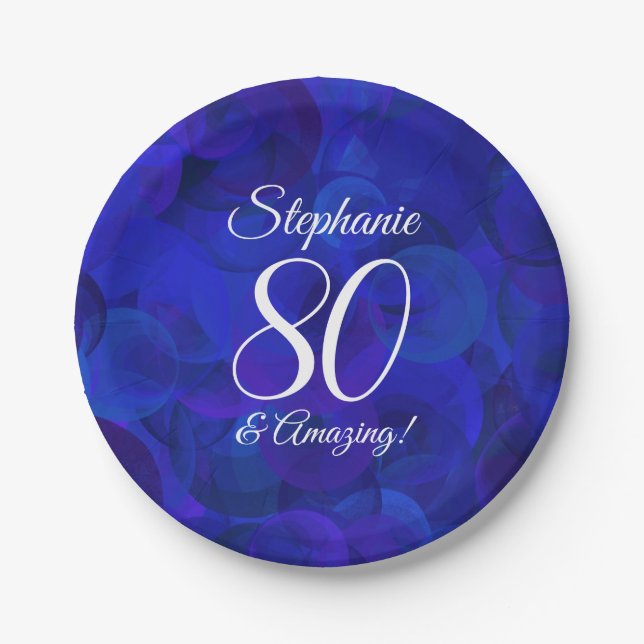 Assiettes En Carton Royal Blue 80 et fête d'anniversaire Extraordinair (Devant)