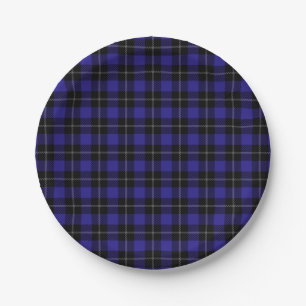 Assiettes En Carton Royal Blue Black Plaid