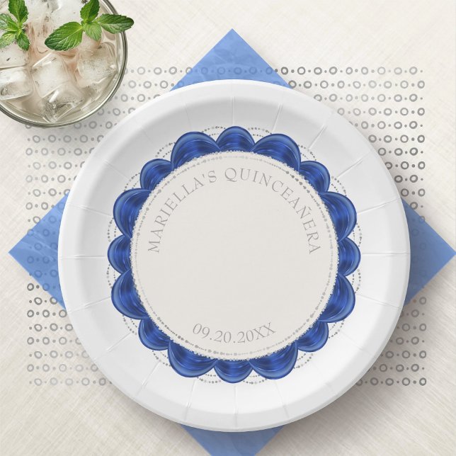 Assiettes En Carton Royal Blue Quinceanera (Créateur téléchargé)