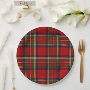 Assiettes En Carton Royal Stewart Tartan Plaid Scottish Motif