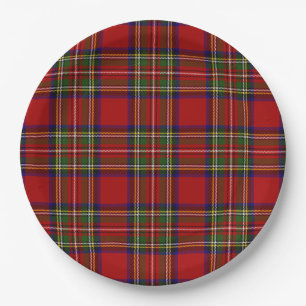 Assiettes En Carton Royal Stewart Tartan Plaid Symétrie Motif 