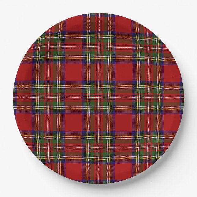 Assiettes En Carton Royal Stewart Tartan Plaid Symétrie Motif  (Devant)