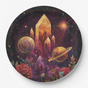 Assiettes En Carton Royaume de cristal d'améthyste de fantaisie motif