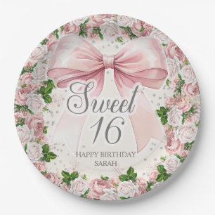 Assiettes En Carton Ruban Coquette Rose Fleur Vintage Douze Ans