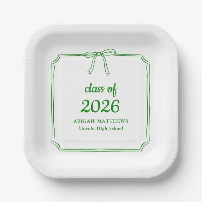Assiettes En Carton Ruban Élégant Fantaisiste Vert Personnalisé pour l (Recto)