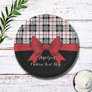 Assiettes En Carton Ruban rouge personnalisé et carton tartan