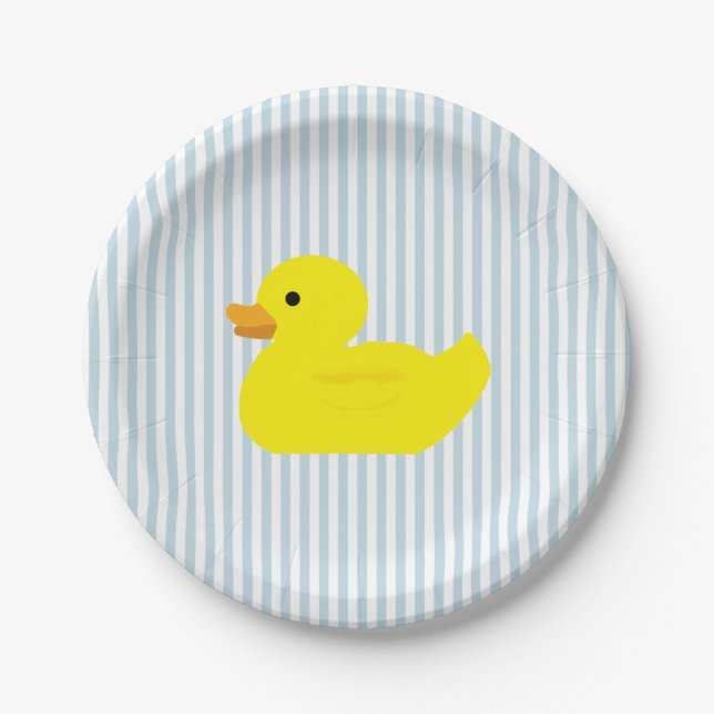 Assiettes En Carton Rubber Canard Bleu Bande (Devant)
