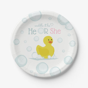 Assiettes En Carton Rubber Duck Waddle It Be Baby Gender Reveal