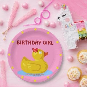 Assiettes En Carton Rubber Ducky "Birthday Girl"