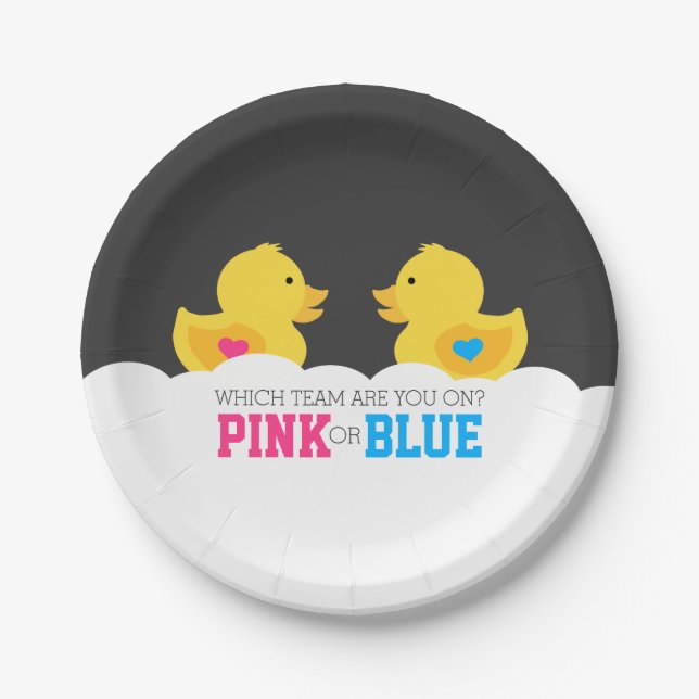 Assiettes En Carton Rubber Ducky Pink ou Blue Genre Reveveight Party (Devant)