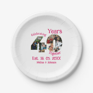 Assiettes En Carton Ruby Red 40th Mariage Anniversary 11 Photo Collage