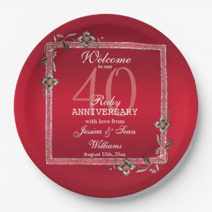 Assiettes En Carton Ruby Red Gems & Parties scintillant Ruby 40E Maria