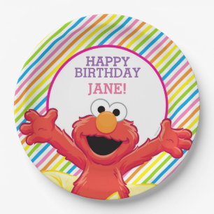 Assiettes En Carton Rue Sésame Anniversaire d'Elmo Girl