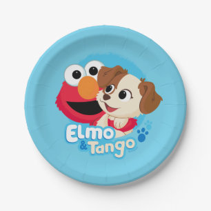 Assiettes En Carton Rue Sésame Badge Elmo & Tango