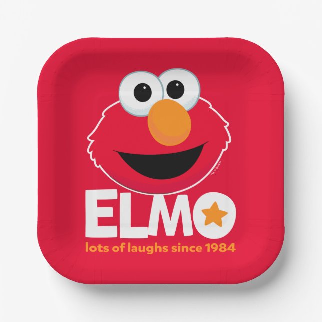 Assiettes En Carton Rue Sésame | Elmo Beaucoup de rires depuis 1984 (Recto)
