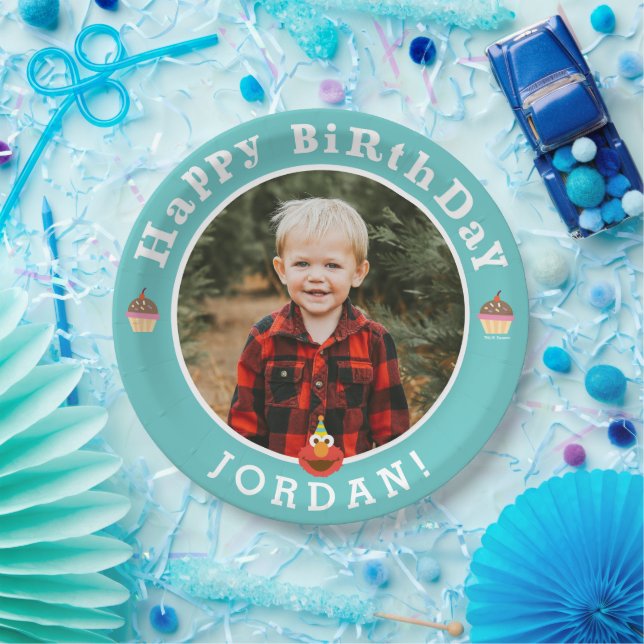 Assiettes En Carton Rue Sésame | Elmo - Cupcake & Confetti Anniversair (Fête)