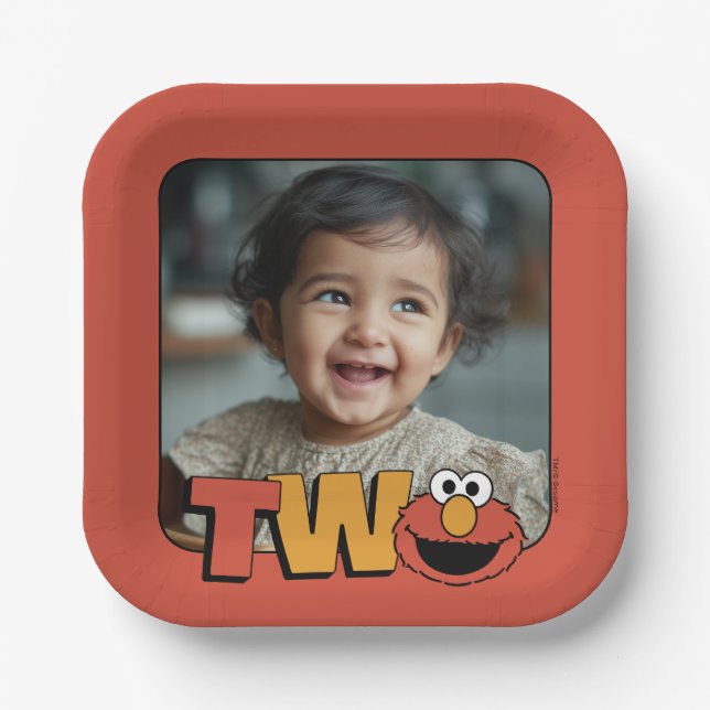 Assiettes En Carton Rue Sésame | Elmo - Deuxième anniversaire (Recto)