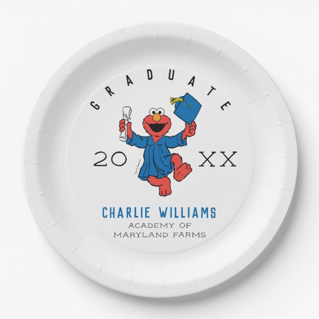 Assiettes En Carton Rue Sésame | Elmo Preschool Graduate (Devant)
