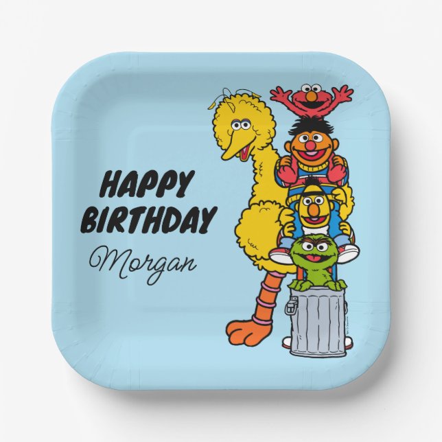 Assiettes En Carton Rue Sésame | Joyeux Anniversaire (Recto)