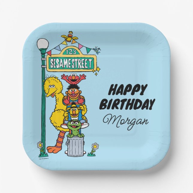 Assiettes En Carton Rue Sésame | Joyeux anniversaire (Recto)