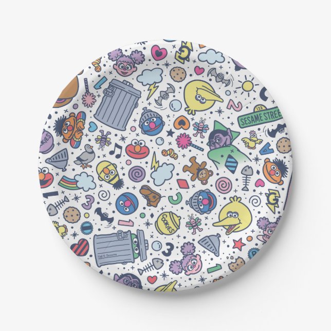 Assiettes En Carton Rue Sésame | Sesame Pals DoodMotif (Devant)