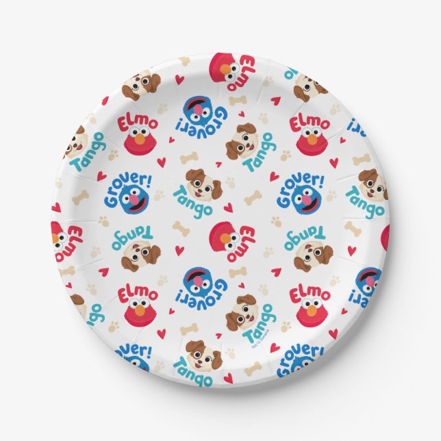 Assiettes En Carton Rue Sésame | Tango, Elmo et Motif Grover (Devant)