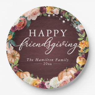 Assiettes En Carton Russe Automne Floral Friendsgiving Diner Papier Pl