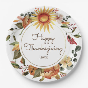 Assiettes En Carton Russe Automne Floral Thanksgiving Dîner