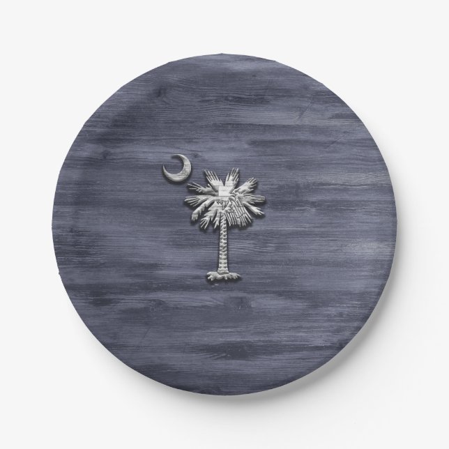 Assiettes En Carton Russe Caroline du Sud Palmetto et Lune (Devant)