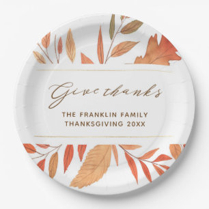 Assiettes En Carton Russe Donner Merci Feuilles Automne Thanksgiving