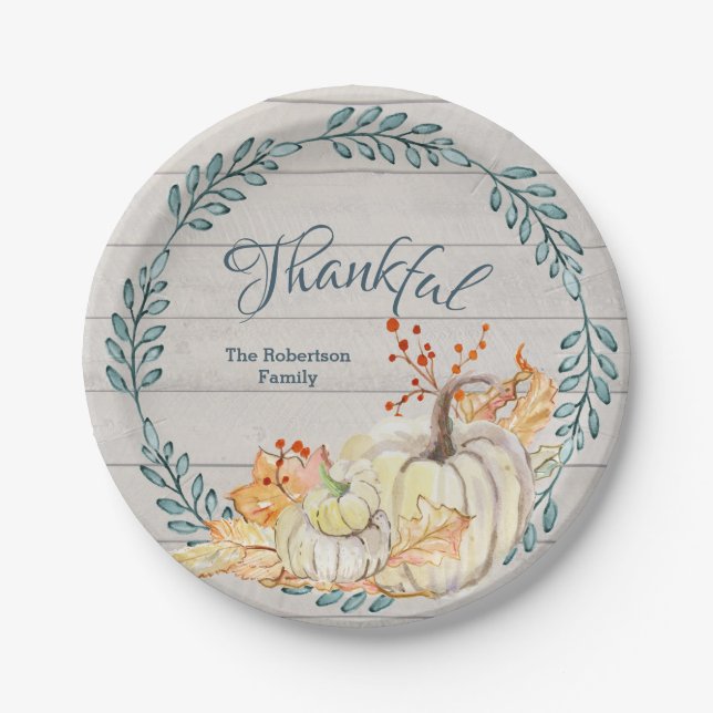 Assiettes En Carton Russe ferme Thanksgiving famille Citrouille aquare (Devant)