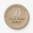 Russe Mariage Burlap Nom Date Monogramme