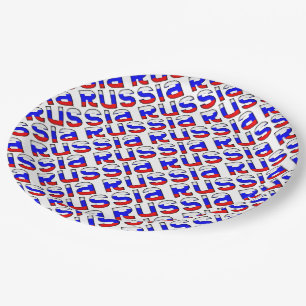 Assiettes En Carton Russie Drapeau russe couleurs Motif de typographie