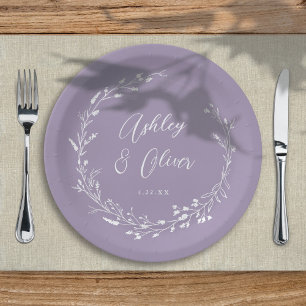 Assiettes En Carton Rustic Boho Lavender Fleur sauvage Mariage botaniq