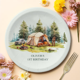 Assiettes En Carton Rustic Camping fête d'anniversaire