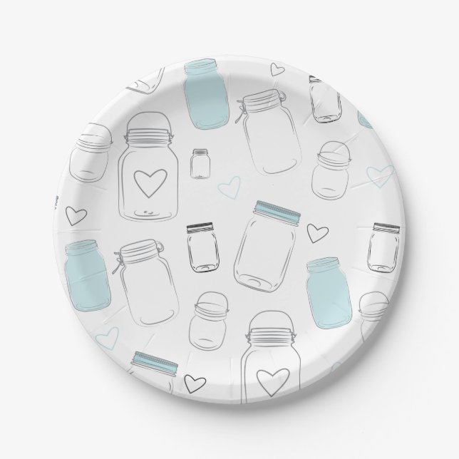 Assiettes En Carton Rustic Country Mason Jars Party (Devant)