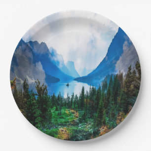 Assiettes En Carton Rustic Country Mountains Nature Pittoresque
