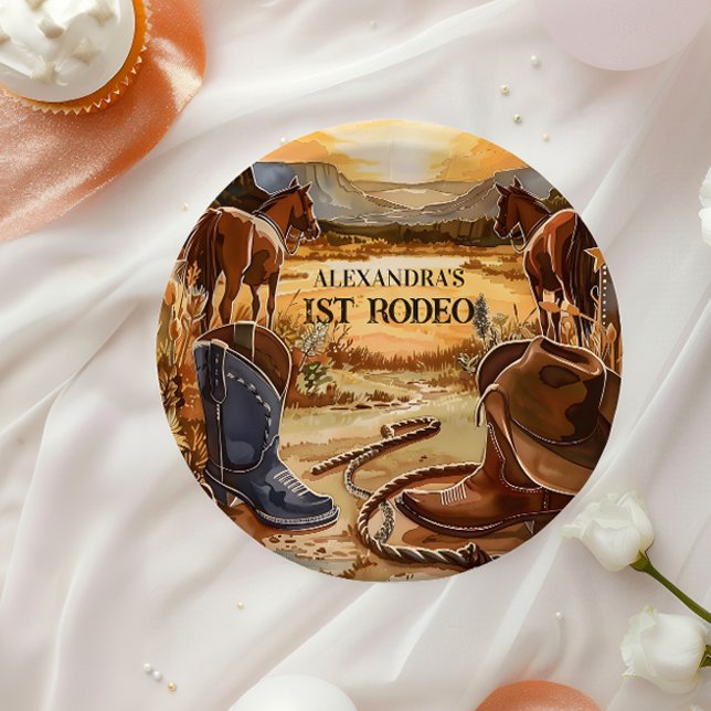 Assiettes En Carton Rustic Cowboy Rodeo 1st Birthday Theme (Créateur téléchargé)