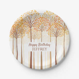 Assiettes En Carton Rustic Fall Trees Terracotta fête d'anniversaire