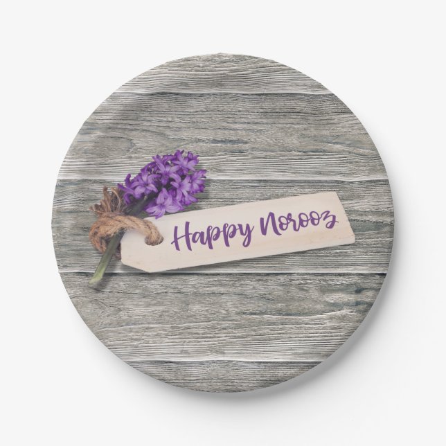 Assiettes En Carton Rustic Happy Norooz Hyacinth - Plaque papier (Devant)