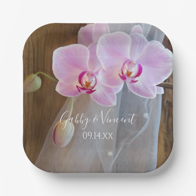 Assiettes En Carton Rustic Orchid Elegance Pays Barne Mariage (Recto)