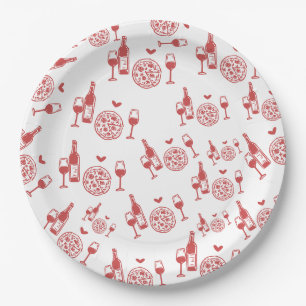 Assiettes En Carton Rustic Pizza & Wine Baby Shower de Mariée