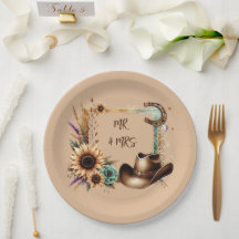 Rustic Western M & Mme Party Plaques
